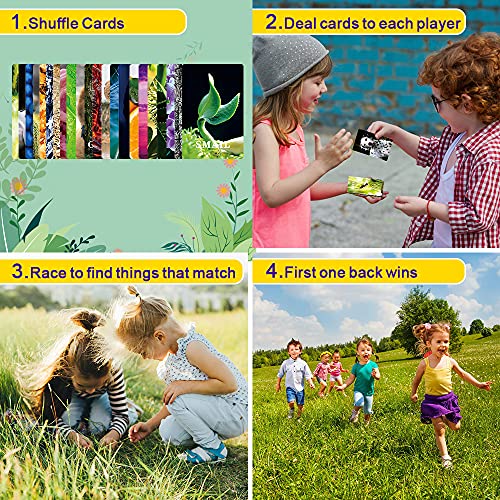 QIAMNI Find and Seek Scavenger Caza Juego de cartas Juguetes al aire libre para interiores para niños Familiares Niños Edad 3-5 4-8 8-12 Actividades exteriores Juegos de cartas