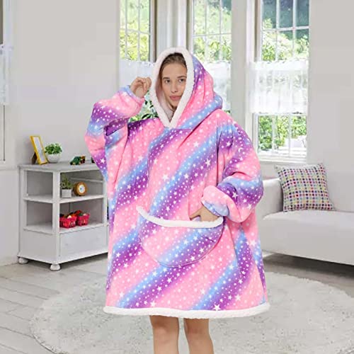 Qians Sudadera con Capucha de Manta para Usar, Sudadera de Manta cálida de Gran tamaño con Mangas de Bolsillos Profundos para Esposa, Novia, Amante