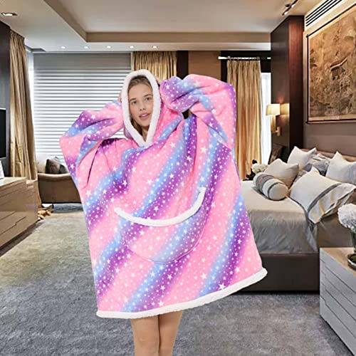 Qians Sudadera con Capucha de Manta para Usar, Sudadera de Manta cálida de Gran tamaño con Mangas de Bolsillos Profundos para Esposa, Novia, Amante