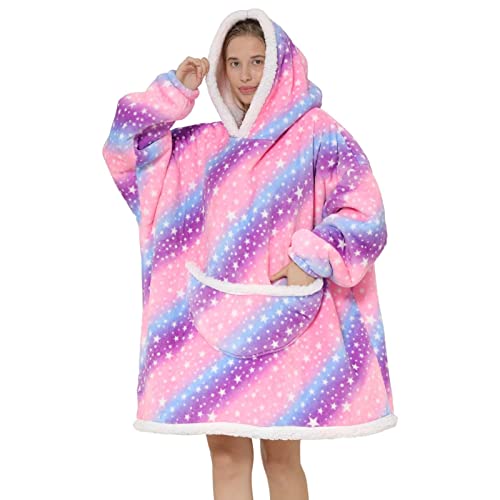 Qians Sudadera con Capucha de Manta para Usar, Sudadera de Manta cálida de Gran tamaño con Mangas de Bolsillos Profundos para Esposa, Novia, Amante