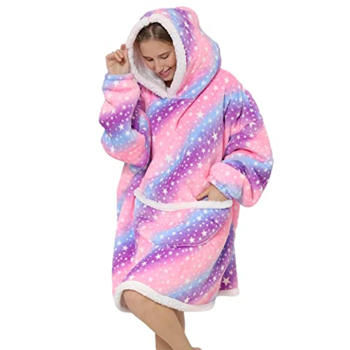 Qians Sudadera con Capucha de Manta para Usar, Sudadera de Manta cálida de Gran tamaño con Mangas de Bolsillos Profundos para Esposa, Novia, Amante