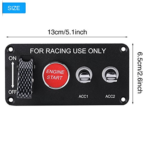 Qiilu 12V 4 Grupo Toggle interruptor de encendido Panel Motor Inicio pulsador para coche de carreras