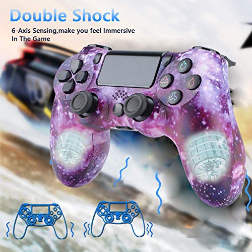 QLOVE Controlador Playstation 4, PowerLead Gamepad inalámbrico Mando para PS4/PS4 Slim/PS4 Pro y PS3/PC Joypad con Juego de vibración Dual Control Remoto Joystick,Purple Sky