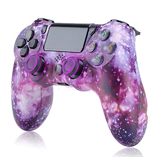 QLOVE Controlador Playstation 4, PowerLead Gamepad inalámbrico Mando para PS4/PS4 Slim/PS4 Pro y PS3/PC Joypad con Juego de vibración Dual Control Remoto Joystick,Purple Sky