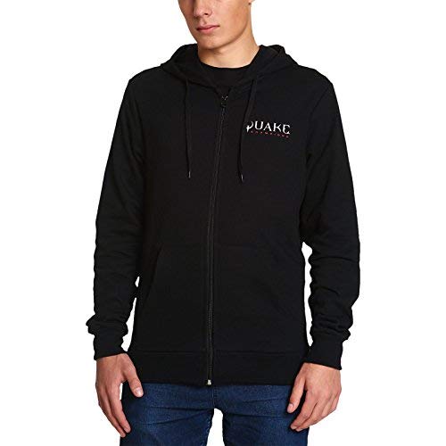 Quake con Capucha de la Chaqueta del Juego del Logotipo Negro - M