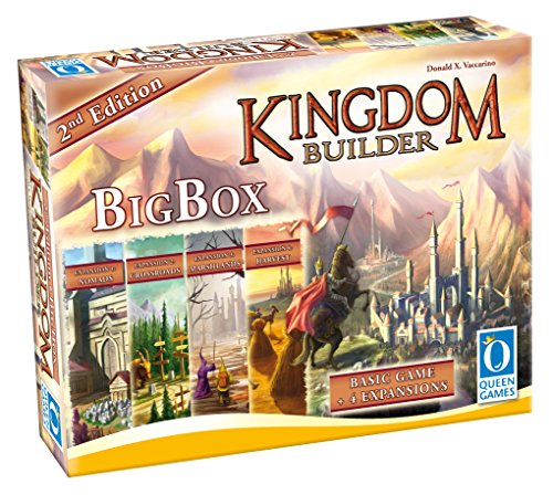 Queen Games Juego de Estrategia Kingdom Builder 10363, Caja Grande, Segunda edición, Juego básico con Todas Las expansiones y Queenies