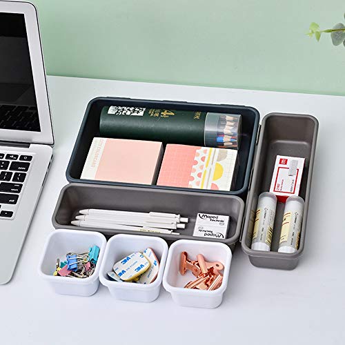 Queta 8 piezas Bandejas Organizadora de Cajones de Escritorio, Plástico Organizador Cajones Baño, Organizadores para Cajones, Apilables Almacenamiento para Cajones, para Cocina, Joyería, Habitación