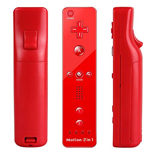 QUMOX Mando a Distancia Wii Nunchuck con Motion Plus Compatible con la Consola Wii y Wii U | Mando a Distancia de Wii con función de Choque Rojo