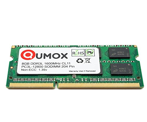 QUMOX Memoria SODIMM 16GB(2 x 8GB) DDR3L-1600 204 Pines (1600Mhz, PC3L-12800S, CL11, 1.35V, Low Voltage) para ordenador portátil