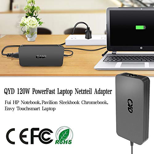 QYD 120W Cargador Adaptador para Alimentador Portátil HP Omen 17-W101ng 17-W104ng TouchSmart 15-J078ca 17-J178ca HSTNN-LA25 PA-1121-62HE Notebook Ordenador Cargadore adaptadore