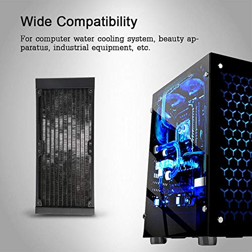 Radiador de aluminio, ASHATA Computadora de aluminio Refrigeración por agua Intercambiador de calor Radiador Enfriador de agua 12 tubos con rosca G1 / 4 para PC (120 mm / 240 mm / 360 mm)(240mm)