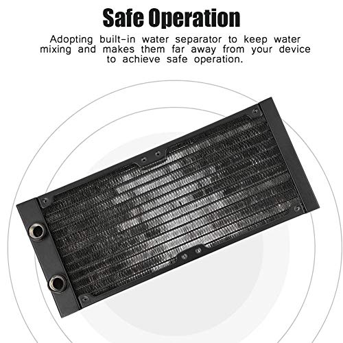 Radiador de aluminio, ASHATA Computadora de aluminio Refrigeración por agua Intercambiador de calor Radiador Enfriador de agua 12 tubos con rosca G1 / 4 para PC (120 mm / 240 mm / 360 mm)(240mm)