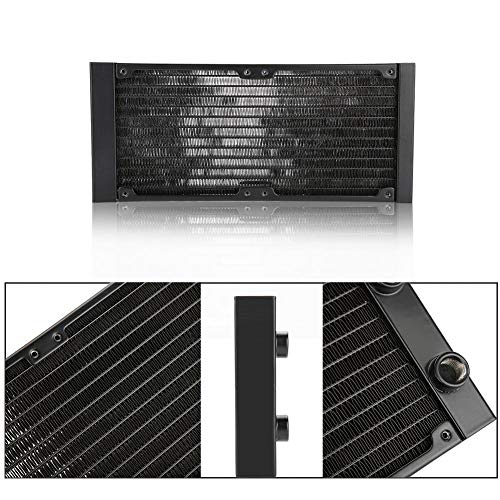 Radiador de aluminio, ASHATA Computadora de aluminio Refrigeración por agua Intercambiador de calor Radiador Enfriador de agua 12 tubos con rosca G1 / 4 para PC (120 mm / 240 mm / 360 mm)(240mm)