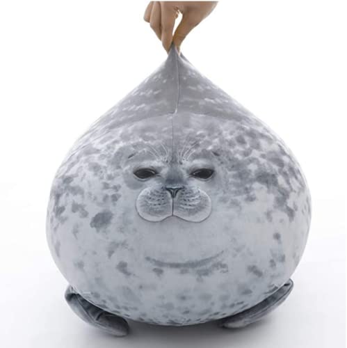 RAINBEAN Almohada de sello, Blob Chubby Felpa Lindo Animal Cojín de Juguete Suave Regalo para Niños-Gris 30cm