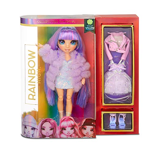 Rainbow High Muñeca de Moda - Violet Willow Muñeca en Morado con Conjuntos Elegantes, Accesorios y Soporte para Muñeca, Rainbow High Serie 1, Regalo Óptimo para Niñas a Partir de 6 Años