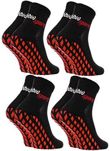 Rainbow Socks - Hombre Mujer Calcetines Antideslizantes de Deporte - 4 Pares - Negro - Talla 42-43