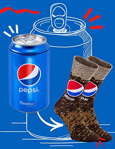 Rainbow Socks - Hombre Mujer Divertidos Calcetines de Lata de Pepsi Fria - 1 Par - Talla 41-46
