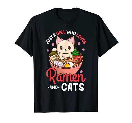Ramen Cat Neko Anime Kawaii Otaku Chica Camiseta