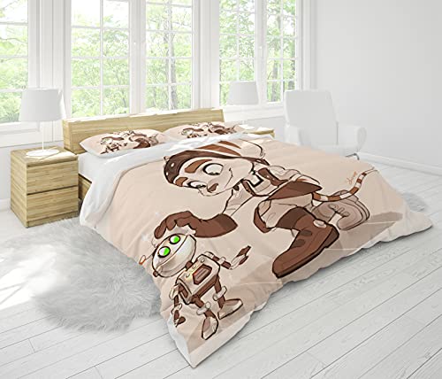 Ratchet & Clank - Juego de ropa de cama infantil (3 piezas, 135 x 200 cm), diseño de ratchet y Clank