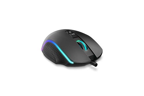 Raton gaming Krom KEOS -Krom Keos - NXKROMKEOS - Sensor optico de gran precision, 6400 DPI, RGB rainbow, 7 botones programables, color negro