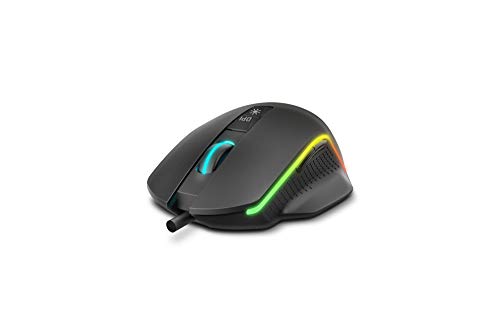 Raton gaming Krom KEOS -Krom Keos - NXKROMKEOS - Sensor optico de gran precision, 6400 DPI, RGB rainbow, 7 botones programables, color negro