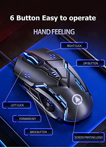 Ratón Gaming,USB Ratones para juegos con cable RGB,tecnología de sonido envolvente y 3200 ppp y 7 botones y retroiluminación de 7 colores para computadora portátil PC Gamer Computer Desktop