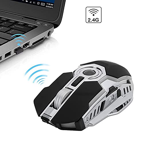 Ratón inalámbrico para juegos, RGB Colorful Streamer, silencioso, recargable, USB, ratón para juegos de computadora con botón de control de luz independiente, para navegar para jugadores, PC, computa