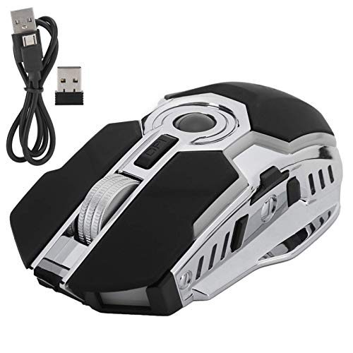 Ratón inalámbrico para juegos, RGB Colorful Streamer, silencioso, recargable, USB, ratón para juegos de computadora con botón de control de luz independiente, para navegar para jugadores, PC, computa