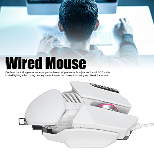 Ratón Mecánico RGB, Ratón con Cable Efecto De Iluminación Refrigerado por Agua Ajuste Telescópico Programación Macro Ratón RGB Adecuado para Ordenadores Portátiles