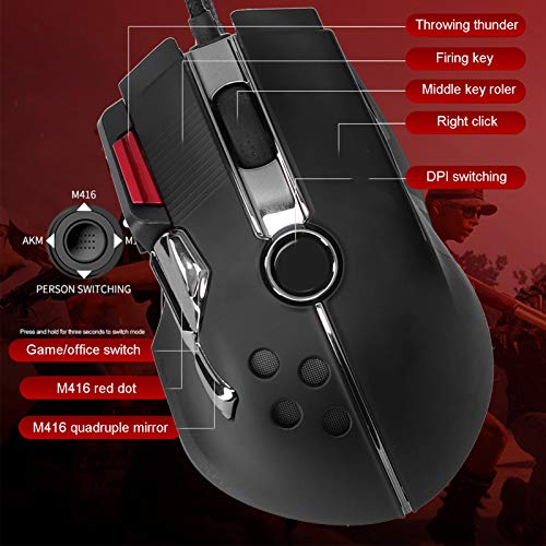 Ratón para Juegos con Cable, E-Sports Gaming Free Drive Lighting Computadora USB Computadora de Escritorio Computadora Ratones RGB, para Windows 98/2000/ME/NT/XP/VISTA/7/8/10/11/OS X(Negro)