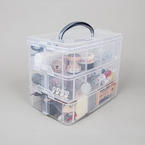 Rayher Caja clasificadora con asa, Surtido, 3 compartimentos, 23,1x15,6x18,5cm