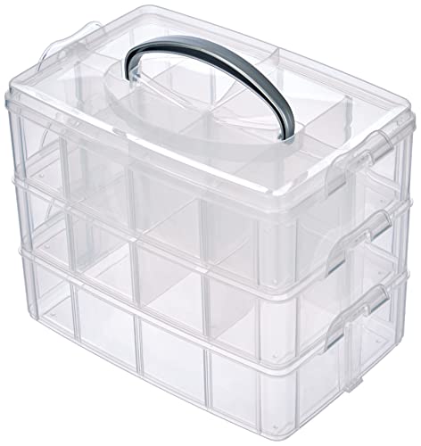 Rayher Caja clasificadora con asa, Surtido, 3 compartimentos, 23,1x15,6x18,5cm