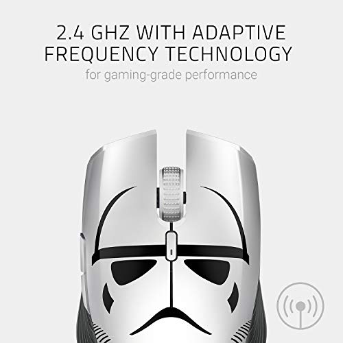 Razer Atheris Stormtrooper Edition - Ratón ergonómico de dos manos para juegos, uso diario, 350 horas de autonomía, 7.200 dpi, sensor óptico, 2.4 GHz, tecnología de frecuencia adaptativa