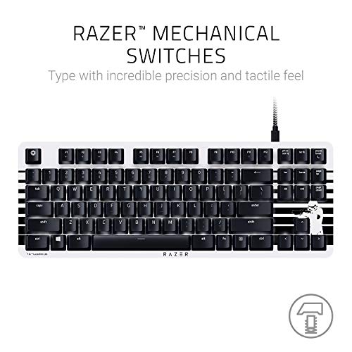 Razer BlackWidow Lite Stormtrooper Edition, Teclado mecánico silencioso para juegos, teclado compacto con interruptores Razer Orange: táctil y silencioso, arandelas