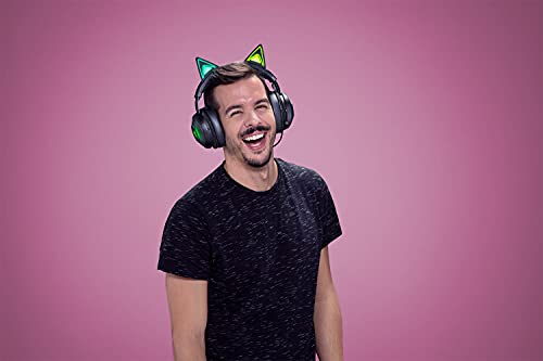 Razer Kraken Kitty - Gaming Headset (El Auricular con Orejas de Gato con iluminación RGB Chroma Personalizable, micrófono con cancelación de Ruido Activa, Controles en el Auricular) Negro.