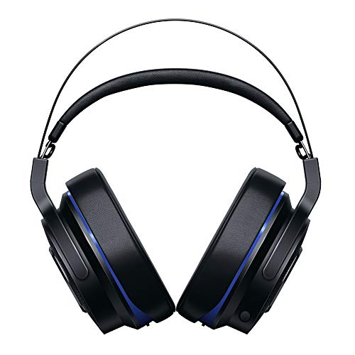 Razer Thresher para PlayStation Auriculares inalámbricos para juegos para PlayStation y PC, 16 horas de duración de la batería, control en los auriculares, almohadillas de cuero artificial, Negro/Azul