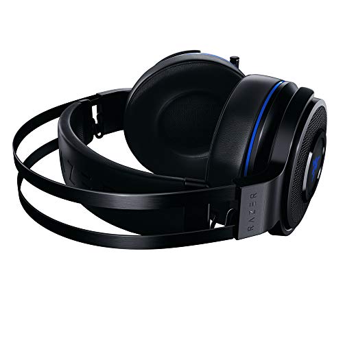 Razer Thresher para PlayStation Auriculares inalámbricos para juegos para PlayStation y PC, 16 horas de duración de la batería, control en los auriculares, almohadillas de cuero artificial, Negro/Azul