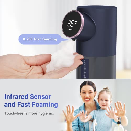 Rbediolt Dispensador Jabon Automático, Dispensador Jabon Cocina de Escritorio Recargable de 320 ml, Dosificador Jabon Baño Impermeable Ipx4 Para el Hogar, la Oficina, el Centro Comercial, el Hospital