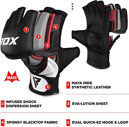 RDX Maya Cuero MMA UFC Guantes Lucha Libre Sparring Artes Marciales Guantillas Entrenamiento Grappling