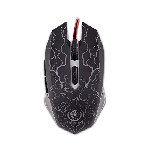 rebeltec Óptico PC Gaming Ratón Diablo 2400 dpi 6 Botones con Cable ergonómico LED Iluminado dpi Ajustable Ancho Teclas para Ordenador portátil,