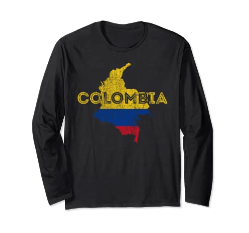 Recuerdo de Mapa y Bandera Colombiana - Atrapado Colombia Manga Larga