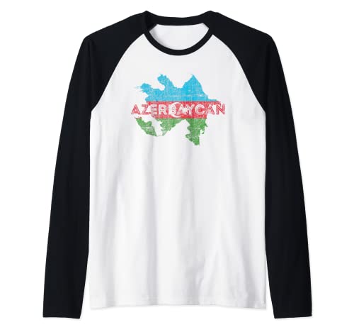 Recuerdo de Mapa y Bandera de Azerbaiyán - Atrapado Azerbaiyán Camiseta Manga Raglan