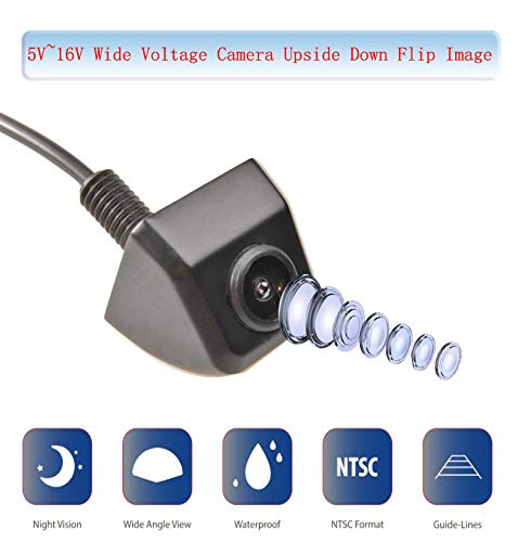 RED WOLF Mini cámara de inversión HD para instalar en la puerta trasera/puerta de elevación/placa de licencia, cámara de visión trasera 5V ~ 16V Cámara de gran voltaje al revés Flip Imagen