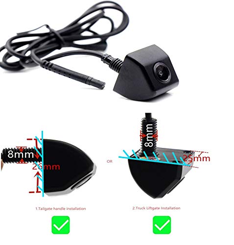 RED WOLF Mini cámara de inversión HD para instalar en la puerta trasera/puerta de elevación/placa de licencia, cámara de visión trasera 5V ~ 16V Cámara de gran voltaje al revés Flip Imagen