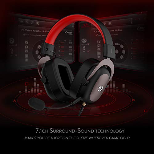 Redragon H510 Zeus 2 - Cascos Gaming - Audio de Alta Definición + Potentes Bajos - Cascos con Micrófono para PC, Móvil, PS4 - Sonido 7.1 + Software descargable