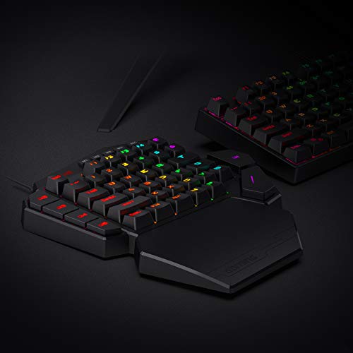 Redragon K585 DITI Teclado mecánico de una Mano gaming RGB, interruptores Marrones, Teclado ergonómico pequeño para Juegos, USB Tipo C con Teclas Macro, reposamuñecas desmontable, 42 Teclas