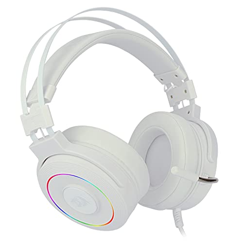 Redragon Lamia 2 H320W RGB Cascos Gaming Blancos - Auriculares con Microfono - Incluye Soporte - Cascos Potentes - USB - 7.1 Virtual - Headset para Juegos - PC Compatible