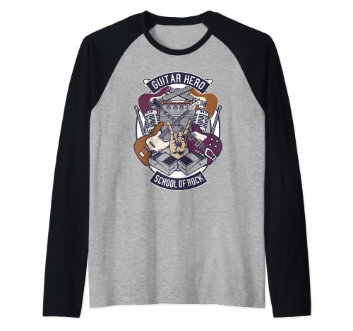 Regalo para jugadores y guitarristas Guitar Hero School of Rock Camiseta Manga Raglan