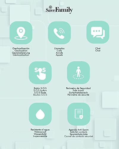 Reloj con GPS para niños Save Family Modelo Junior Acuático IP67. Smartwatch Juvenil. Botón SOS, Anti-Bullying, Chat Privado, Modo Colegio, Llamadas y Mensajes. App Propia. Rosa.