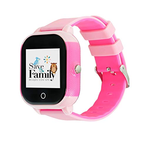 Reloj con GPS para niños Save Family Modelo Junior Acuático IP67. Smartwatch Juvenil. Botón SOS, Anti-Bullying, Chat Privado, Modo Colegio, Llamadas y Mensajes. App Propia. Rosa.